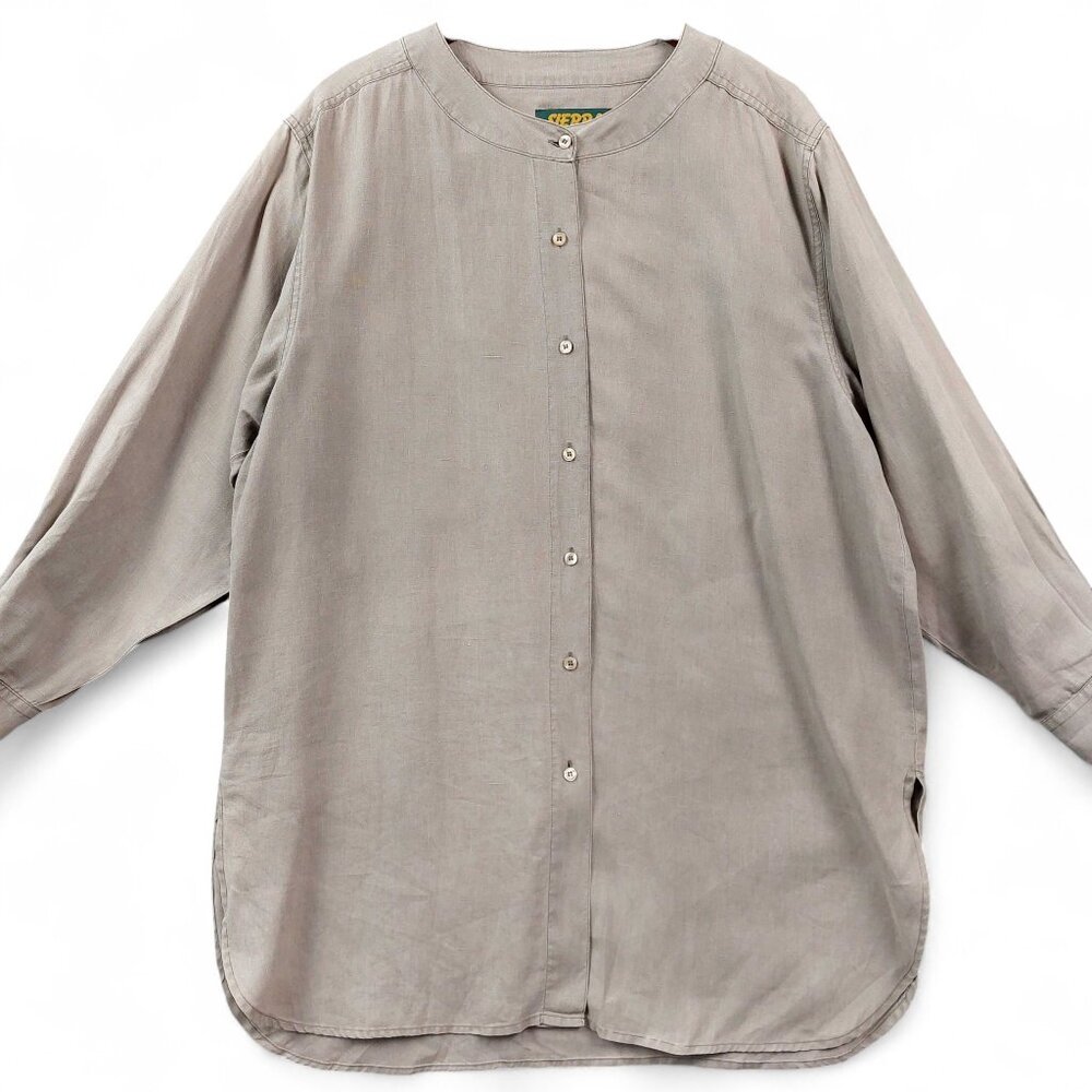 Sierra Trading Post Shirt Womens Sz L Long Sleeve Button Up Linen Blend Casual